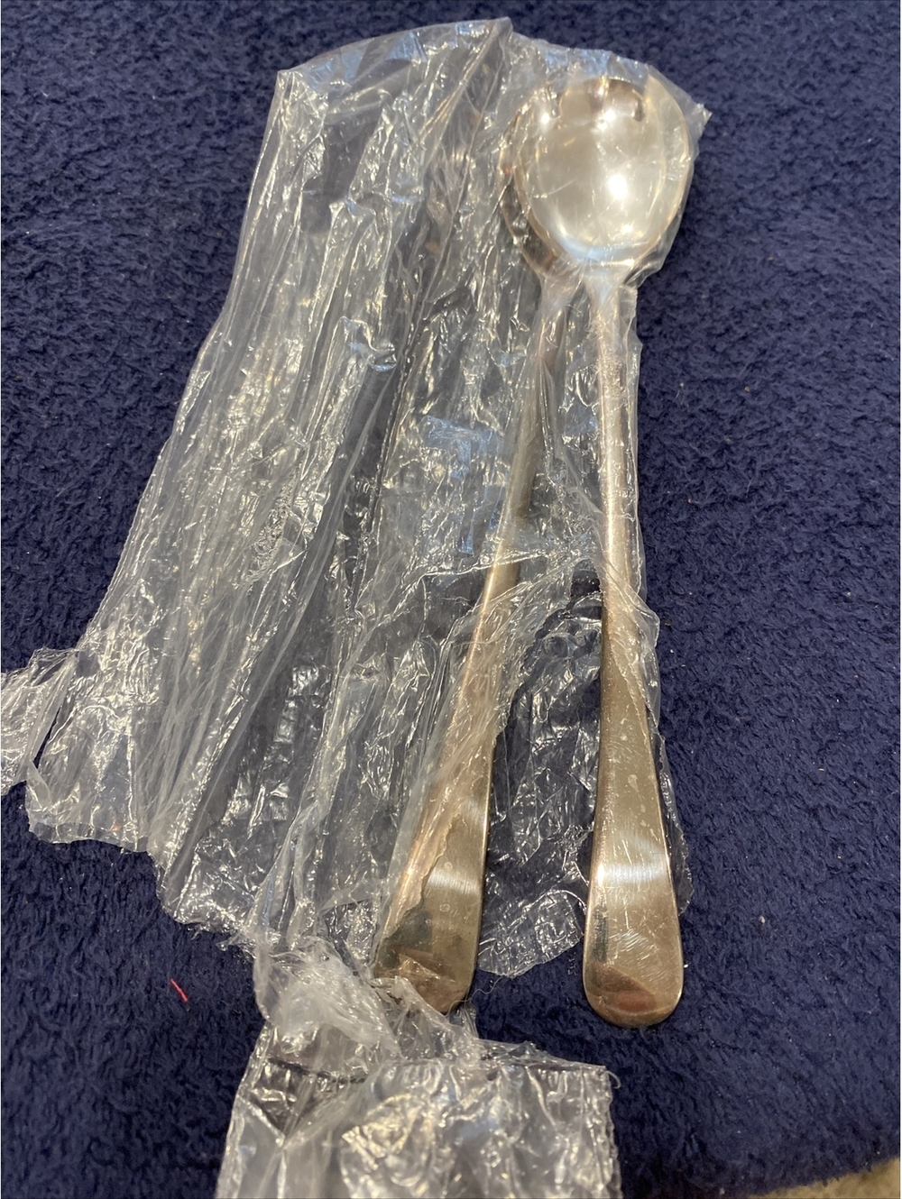 EPNS England Silverware Salad Fork And Spoon Fiddle Rat Tail~ Back Side